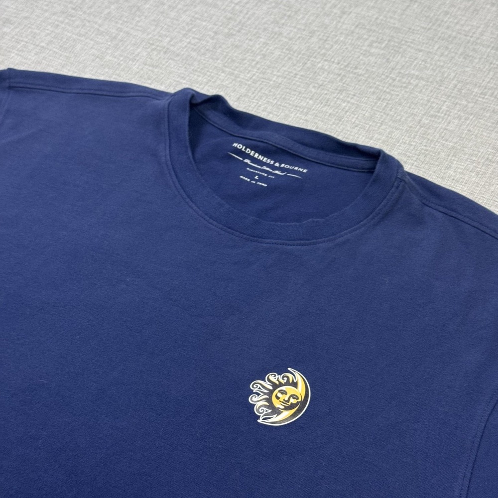 Holderness & Bourne T-Shirt Mens Large Blue Crew Neck Signature Fit Cotton Blend